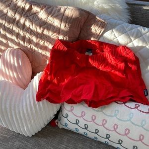 Patagonia women’s board shorts in bright red